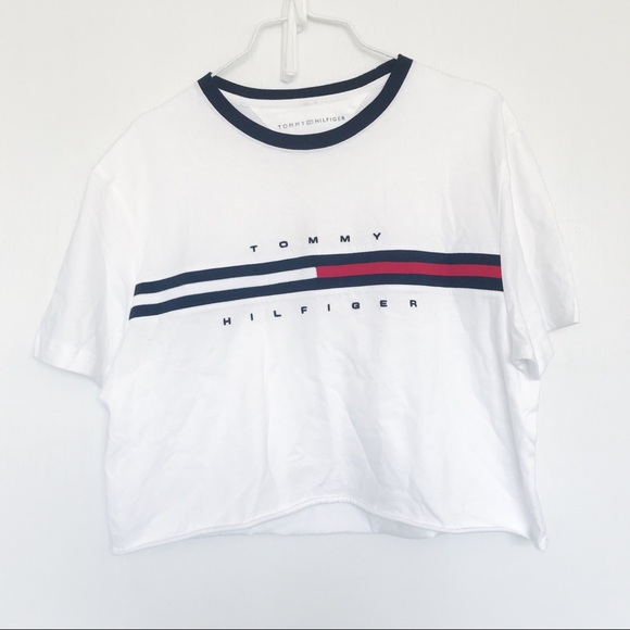 tommy hilfiger white crop top